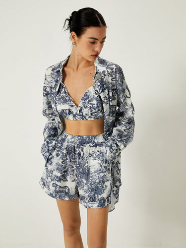 3-Piece Floral Print Shorts Set