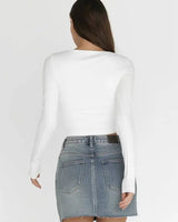 Cropped Boat-Neck Top with Long Sleeves