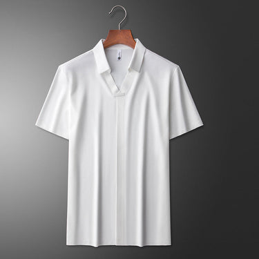 Polished Men’s V Neck Polo Shirt With Short Sleeve And Spread Collar
