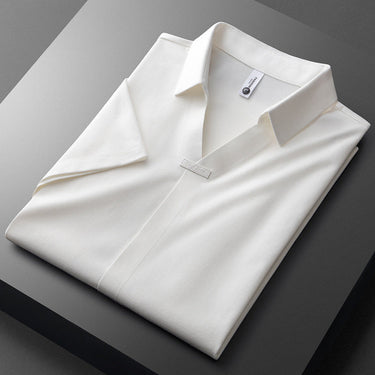 Polished Men’s V Neck Polo Shirt With Short Sleeve And Spread Collar