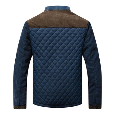 Refined Men’s Quilted Jacket With Stand Collar And Snap Button Front